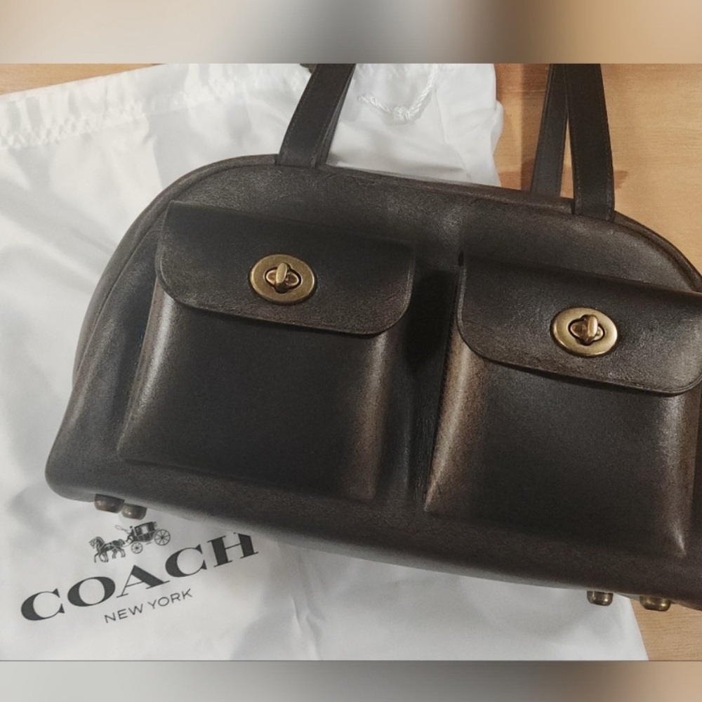 *SOLD* Coach Loved Leather Twin Turnlock Shoulder Bag